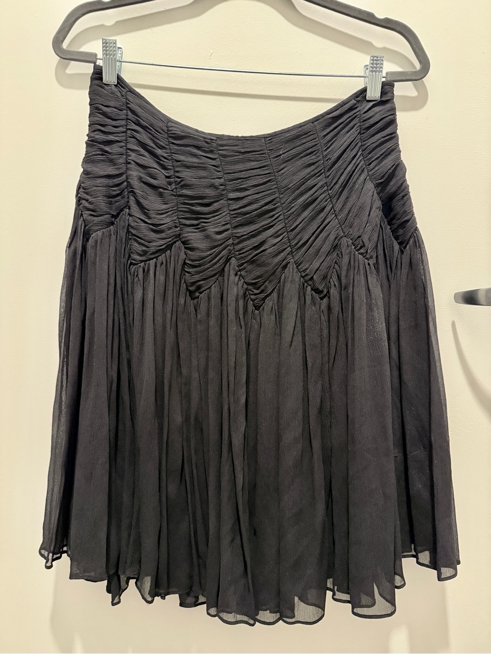 DKNY Black Ruched Waist Circle Skirt